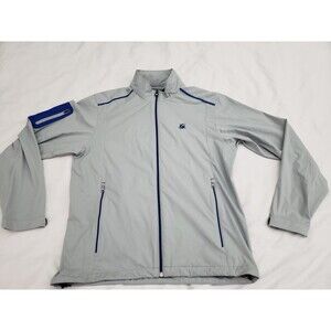 Footjoy Softshell Wind Full Zip Grey Blue Golf Jacket  Pockets Mens Medium